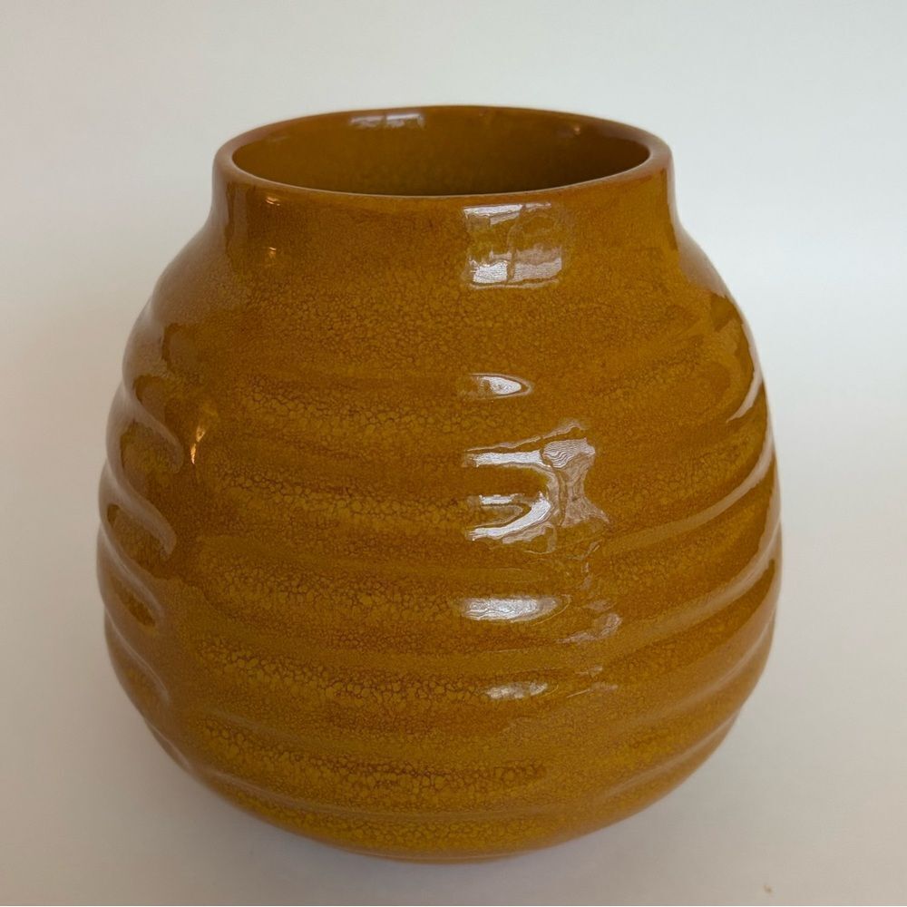 Crate and Barrel Mara Orange Vase Glazed Terra Cotta